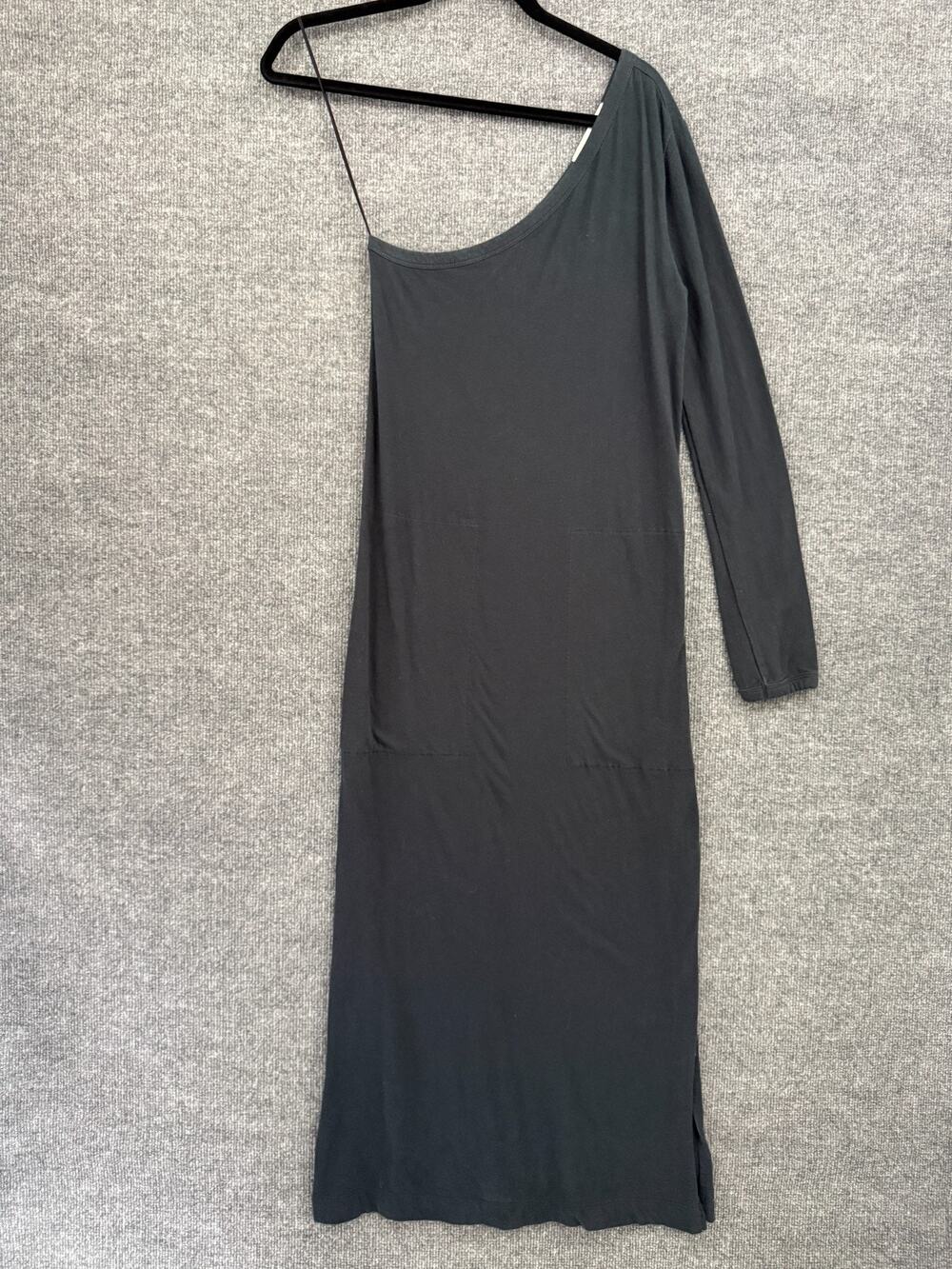 Free People Beach One Shoulder Maxi Dress Womens M Black Long Sleeve Jersey Knit